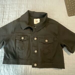 Madden NYC Black Cropped Denim Jacket-Size Medium